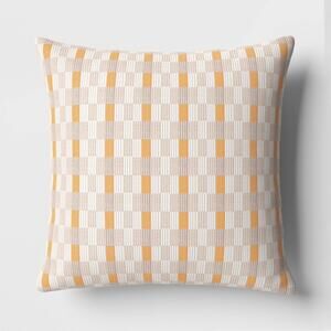 Threshold Oversized‎ 24x24 Woven Linework Throw Pillow Textured Gold NEW